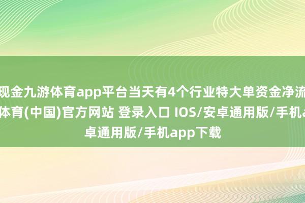 现金九游体育app平台当天有4个行业特大单资金净流入-九游体育(中国)官方网站 登录入口 IOS/安卓通用版/手机app下载